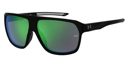 Under Armour Unisex Sunglasses UADOMINATE807 with Resin Frame, Dimensions 62/17/130 mm, Black Frame, Green Lenses, 100% UV Protection