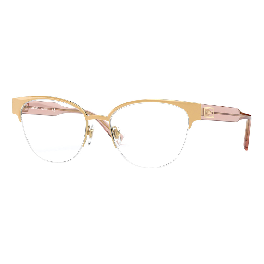 Versace Women's Eyeglasses VE1265-1463 with Acetate Frame in Pink, Lens 53mm, Bridge 17mm, Temple 140mm