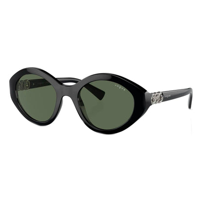Vogue Women's Sunglasses VO5576SBW4471 - Lens 52 mm / Bridge 21 mm / Temple 140 mm - Black, Green Lenses, Category 3 UV Protection
