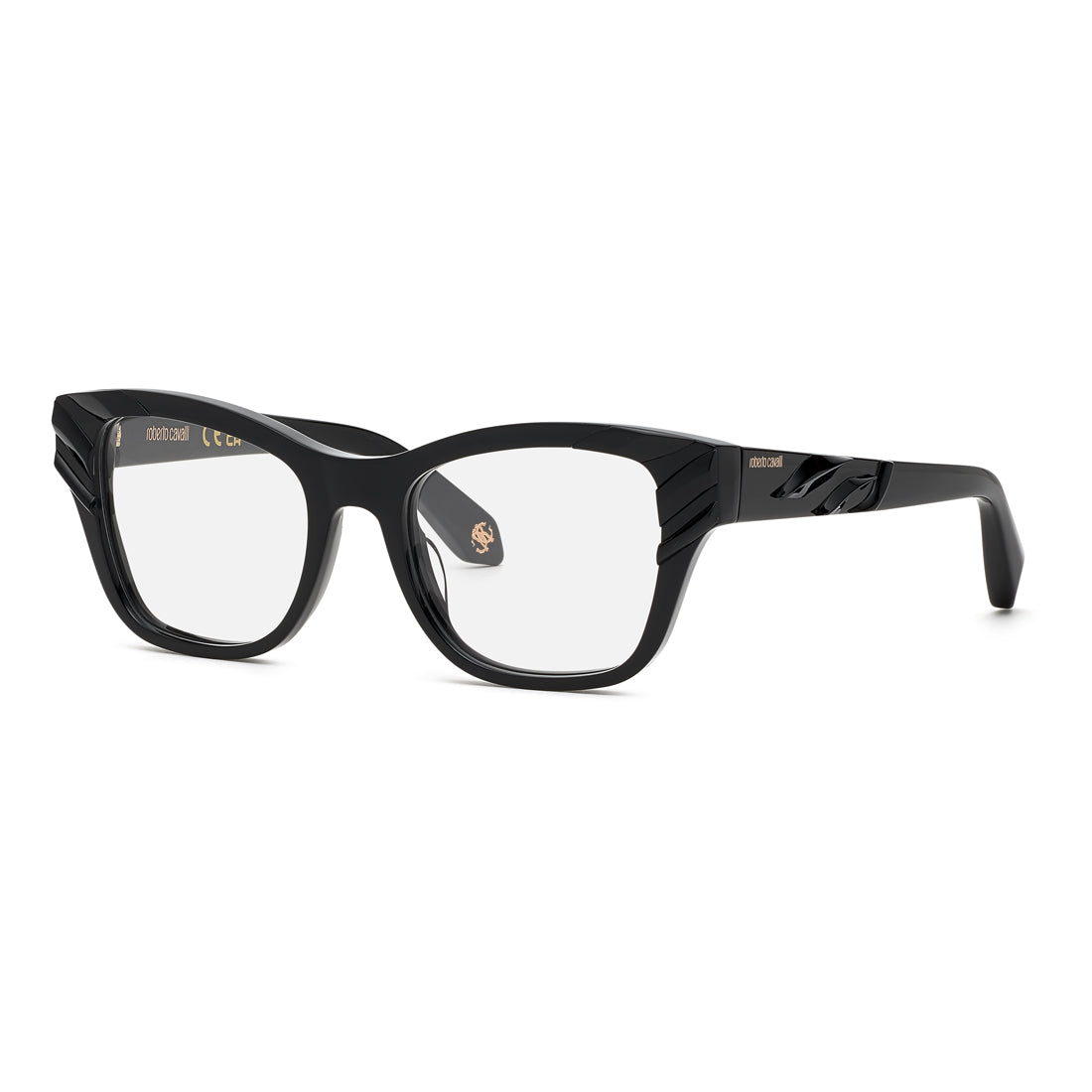 Roberto Cavalli Women's Eyeglasses VRC025V500700 with Lens 50 mm, Bridge 18 mm, Temple 135 mm - Acetate Black Frame