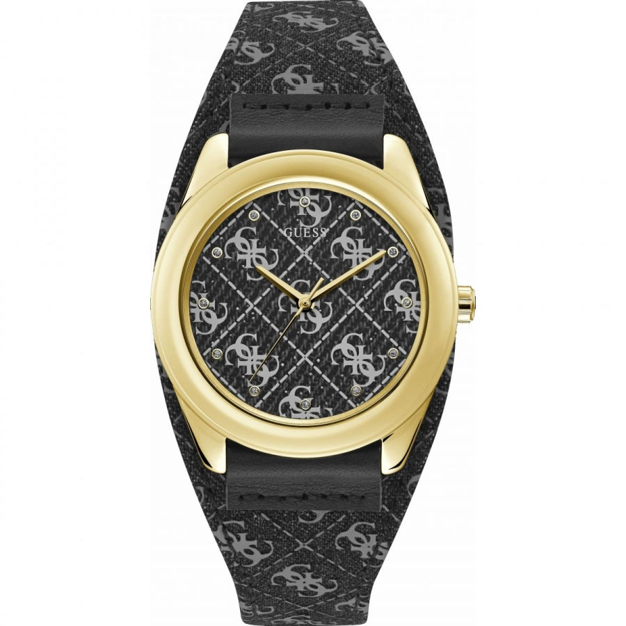 Guess Women's Watch W1278L2 with 40mm Black Dial and Gold Stainless Steel Case