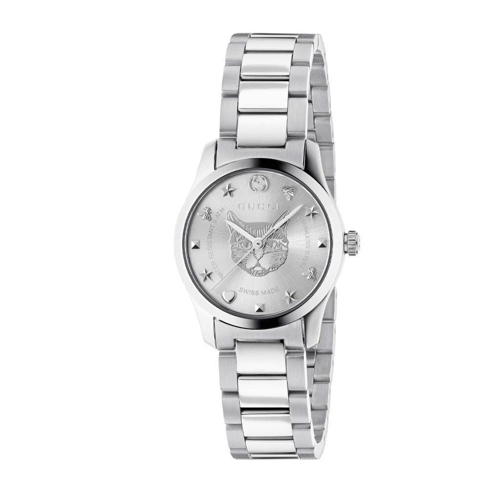 Gucci Women’s Watch YA126595 with 27mm Grey Stainless Steel Case and Bracelet