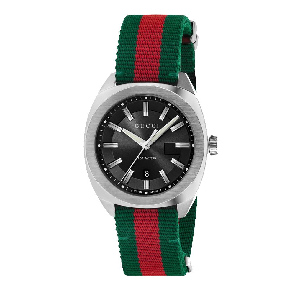Gucci Men's Watch YA142305 (41MM) with Green and Red Nylon Strap