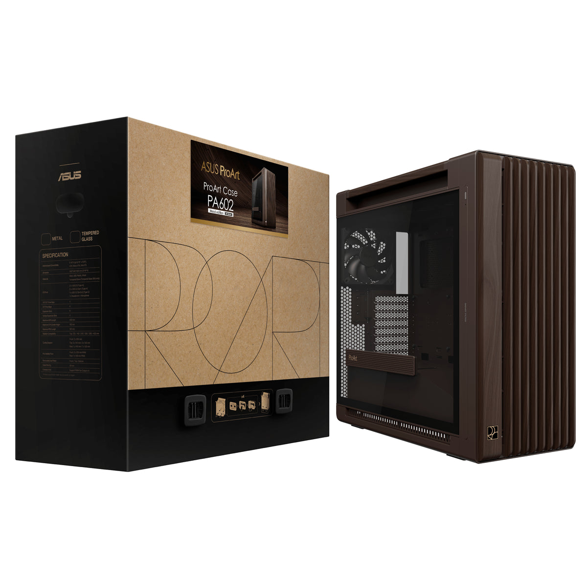 ASUS ProArt PA602 Wood Edition Retro Brown - Tempered Glass Panel Midi Tower
