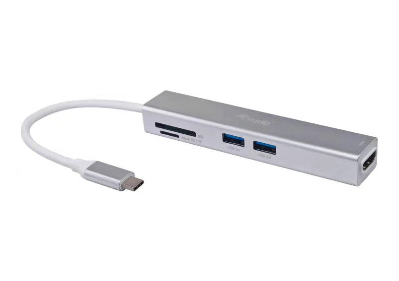 Equip Adapter USB-C->HDMI/2xUSB3.0/SD/TF 4K/ 30Hz 0.15m Alu.