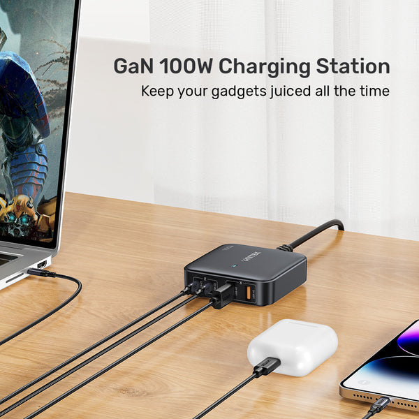 GaN network charger - Unitek P1229ABK01-EU | 100W 2x USB-C 2x USB-A