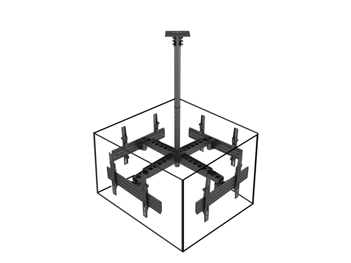 Equip Ceiling Mount 32"–65" / 4-TFT 30Kg Quad-Screen, Black Lite – Retail (Freight Shipping)