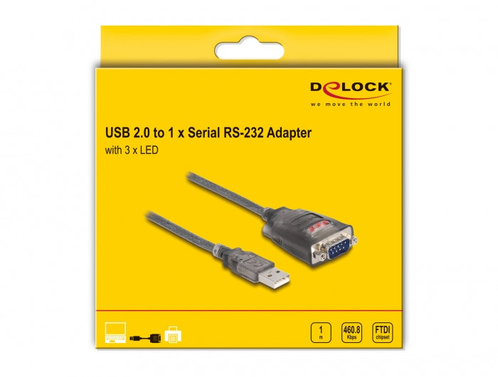 DELOCK USB 2.0 Type-A to Serial RS-232 D-Sub 9 Pin Adapter