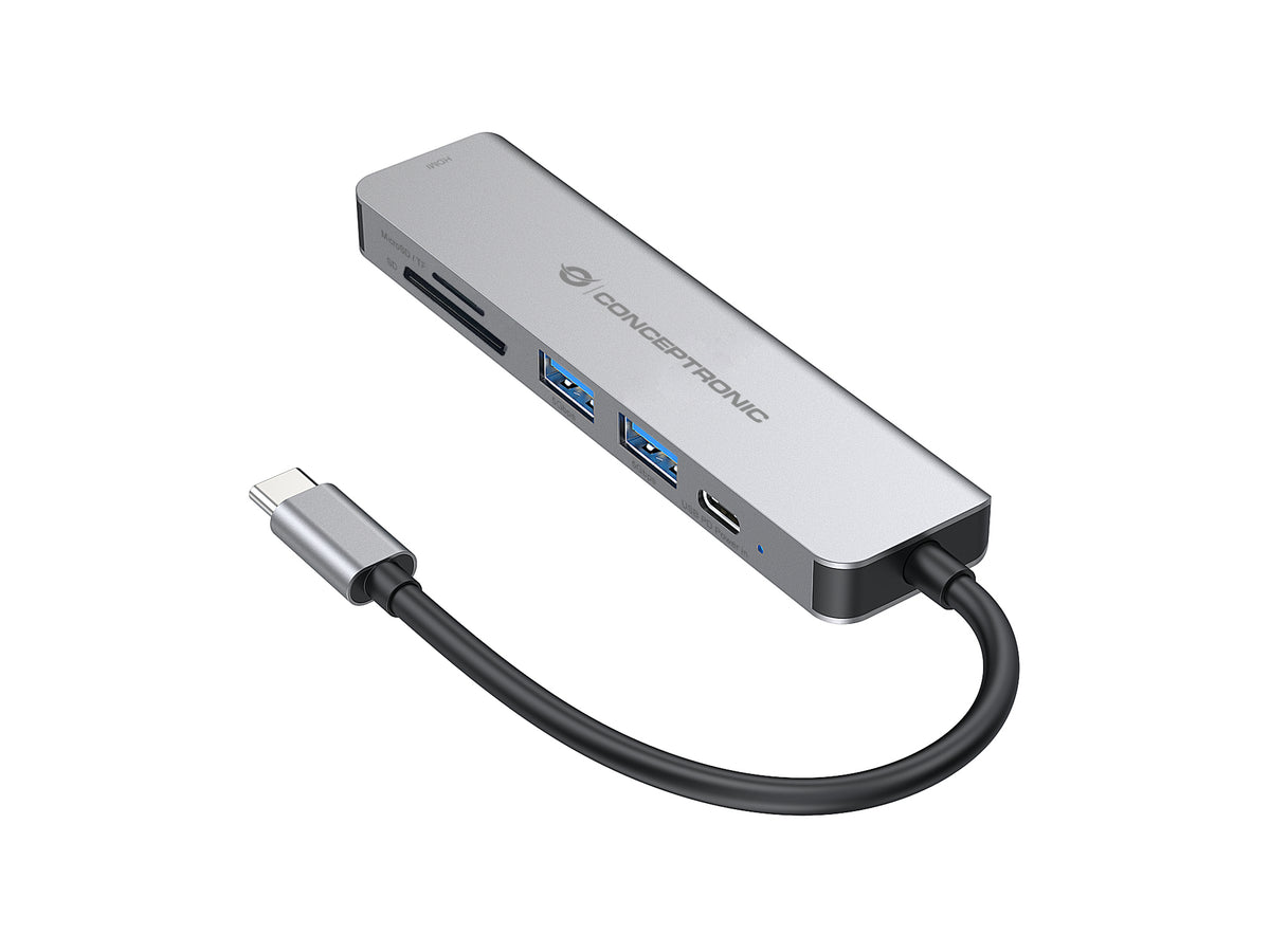 CONCEPTRONIC  6-1 Dock USB-C->HDMI/2xUSB-A/SD/TF/+   15cm gr