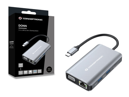 CONCEPTRONIC  7-1 Dock USB-C->HDMI/3xUSB-A/VGA/+     25cm gr