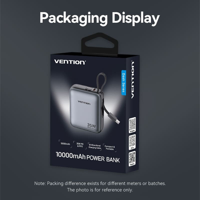 Vention 10000mAh 35W - power bank with USB-C cable (beige)