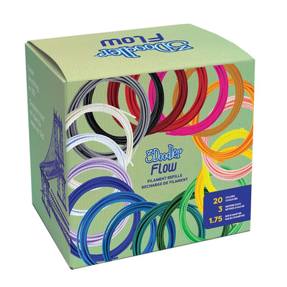 3Doodler FLOW 20 PLA Refill Pack — 20 Colors Polylactic Acid (PLA)