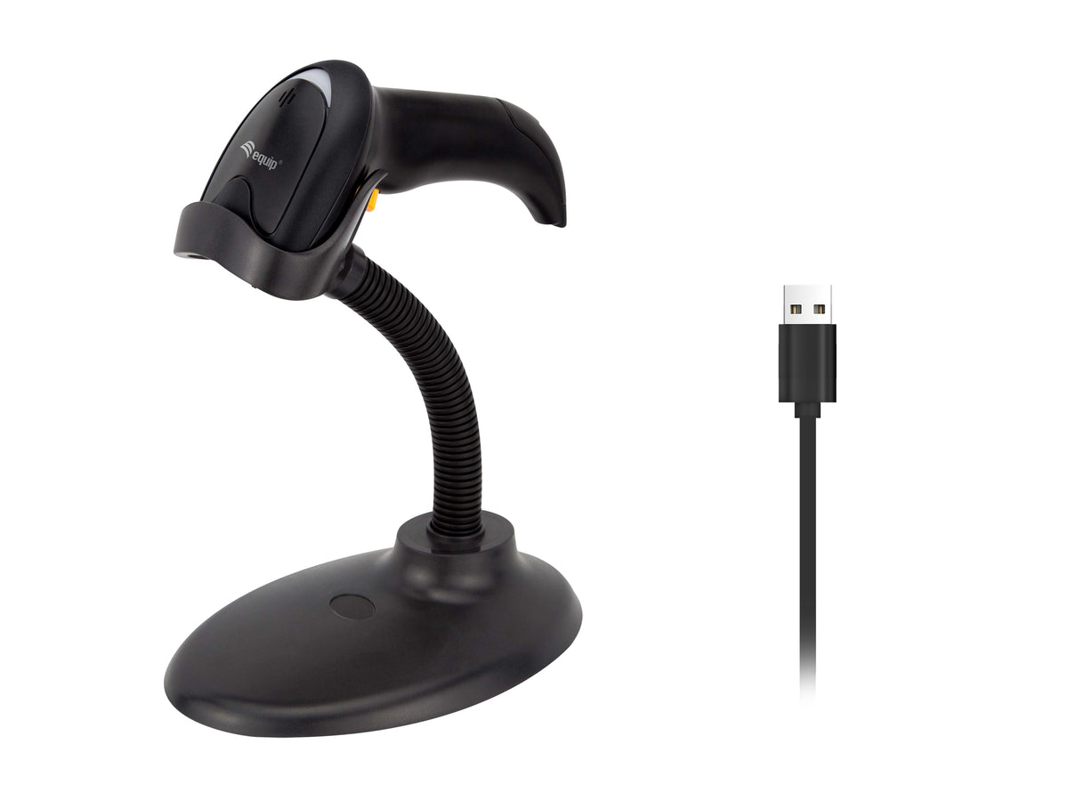 Equip 2D-Barcodescanner Laser USB+Halter             schwarz