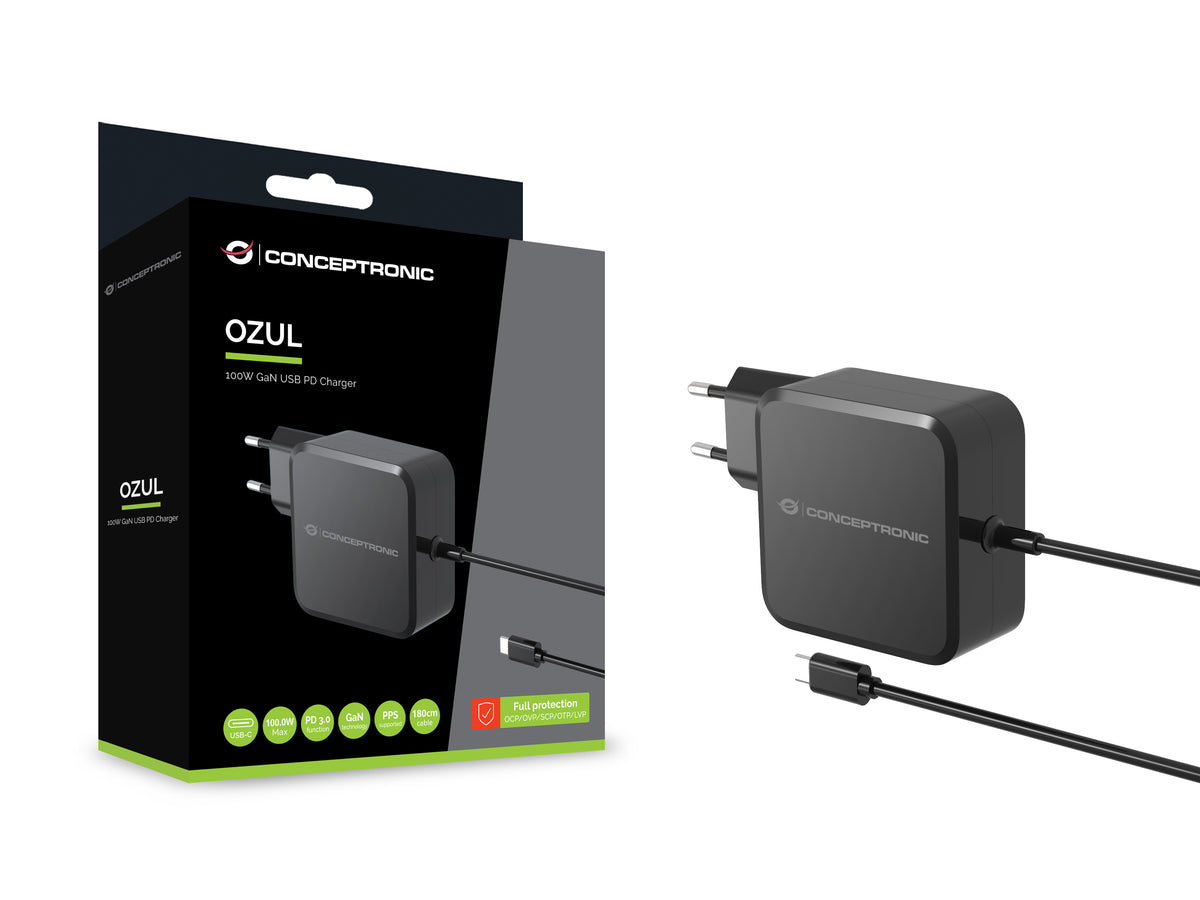 CONCEPTRONIC Ladegerät 1Port GaN USB-C Desk 100WPD3.0/PPS sw