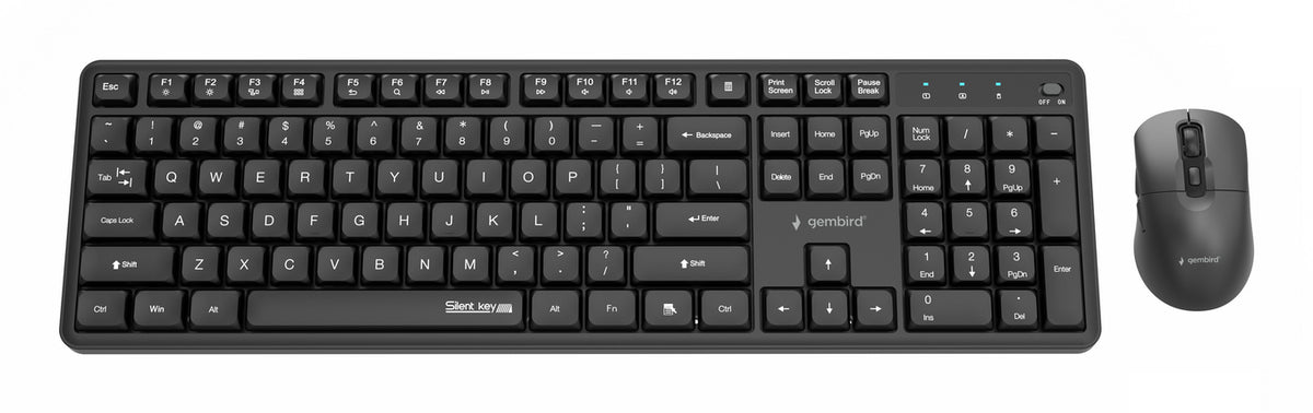 Gembird KBS-WMS-01 Silent key Pro Business wireless desktop set, black, US layout