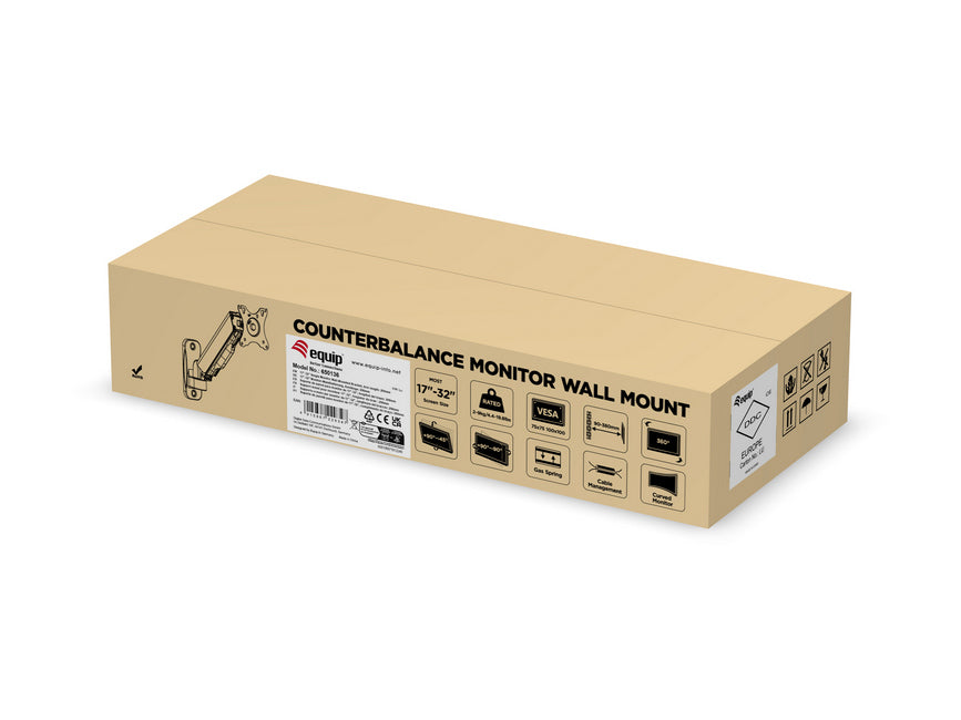 Equip Wandhalterung 17"-32"/1TFT 360° Gasfeder   9Kg schwarz lite Retail
