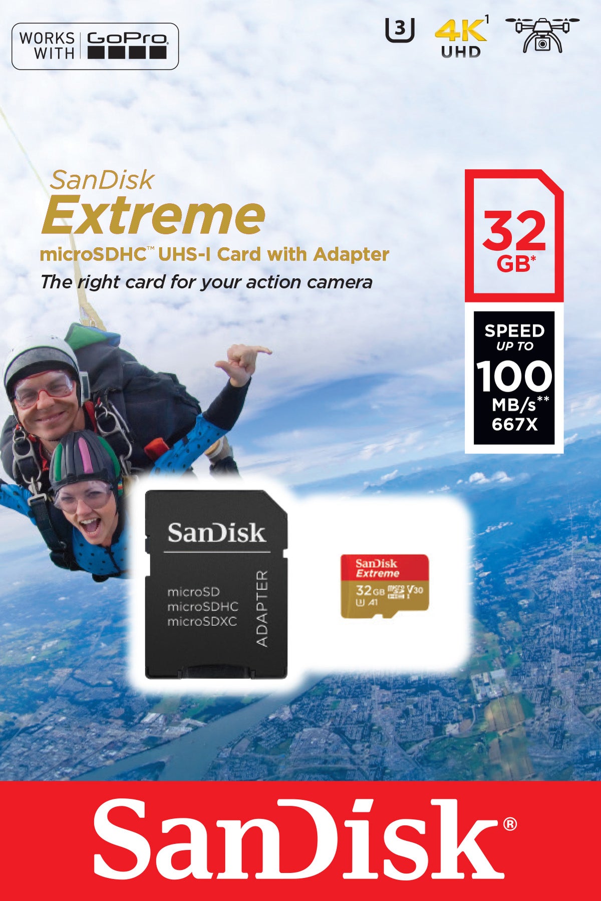 SD MicroSD Card  32GB SanDisk Extreme SDHC inkl. Adapter