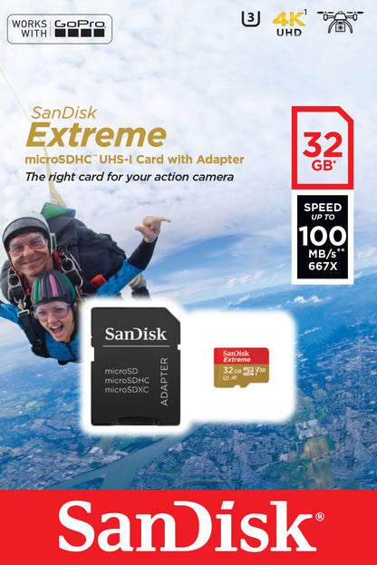 SD MicroSD Card  32GB SanDisk Extreme SDHC inkl. Adapter