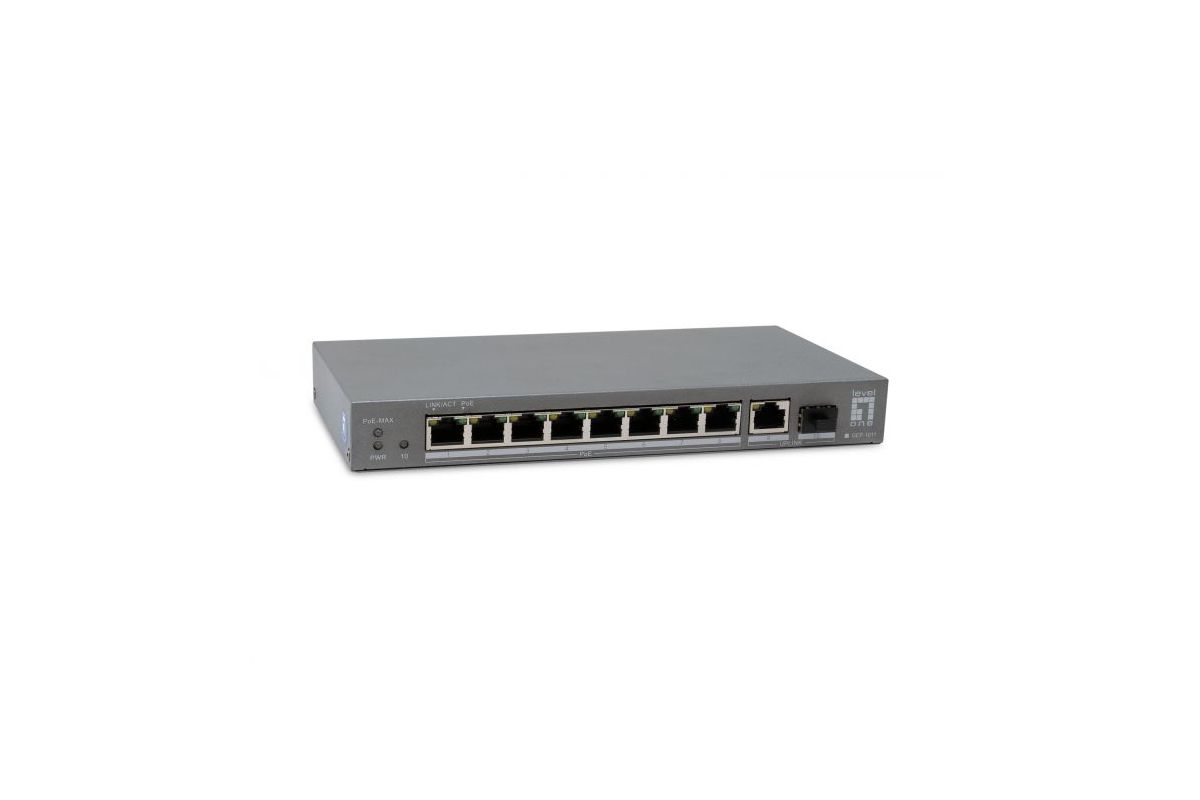 LevelOne PoE+Switch 8xGE PoE/1xGE/1xSFP 120W unmanag.Plastik