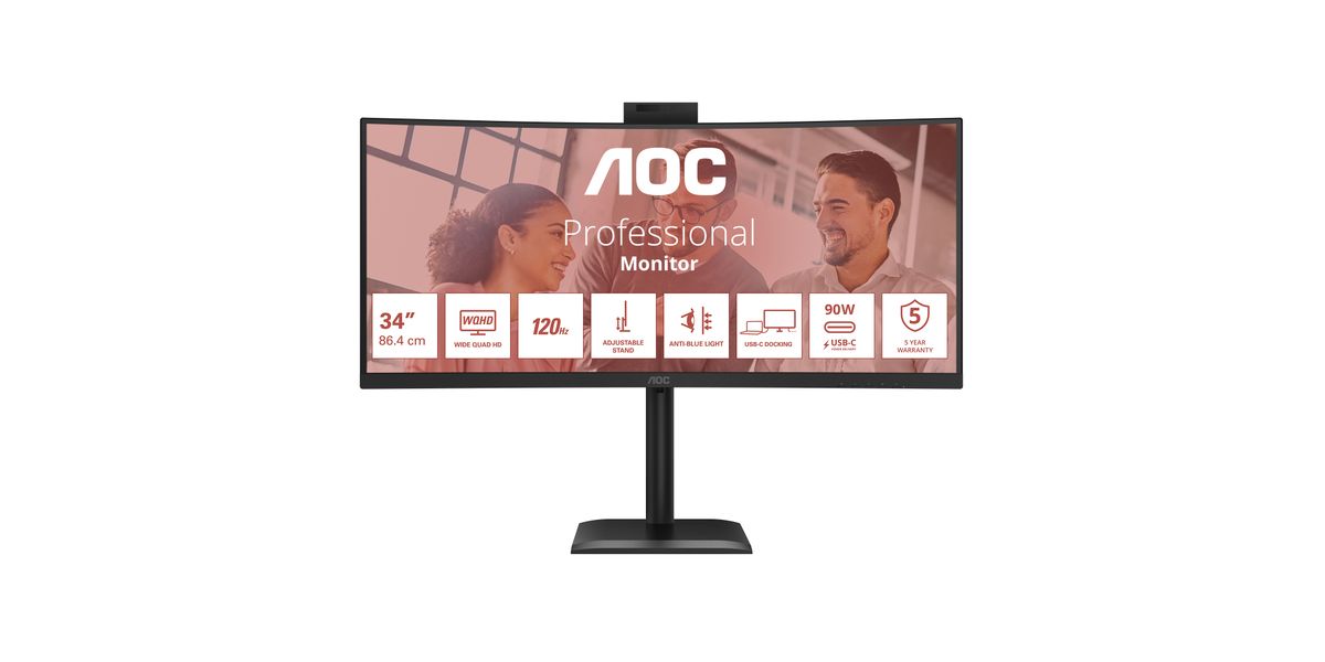 AOC 86,3εκ (34") CU34E4CW 21:09 2xHDMI+DP+USB-C+Webc. Curv.