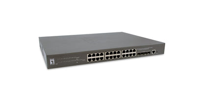 LevelOne PoE+Switch 24xGE PoE/4x10GSFP+ 400W 19" Διαχειριζόμενο L3