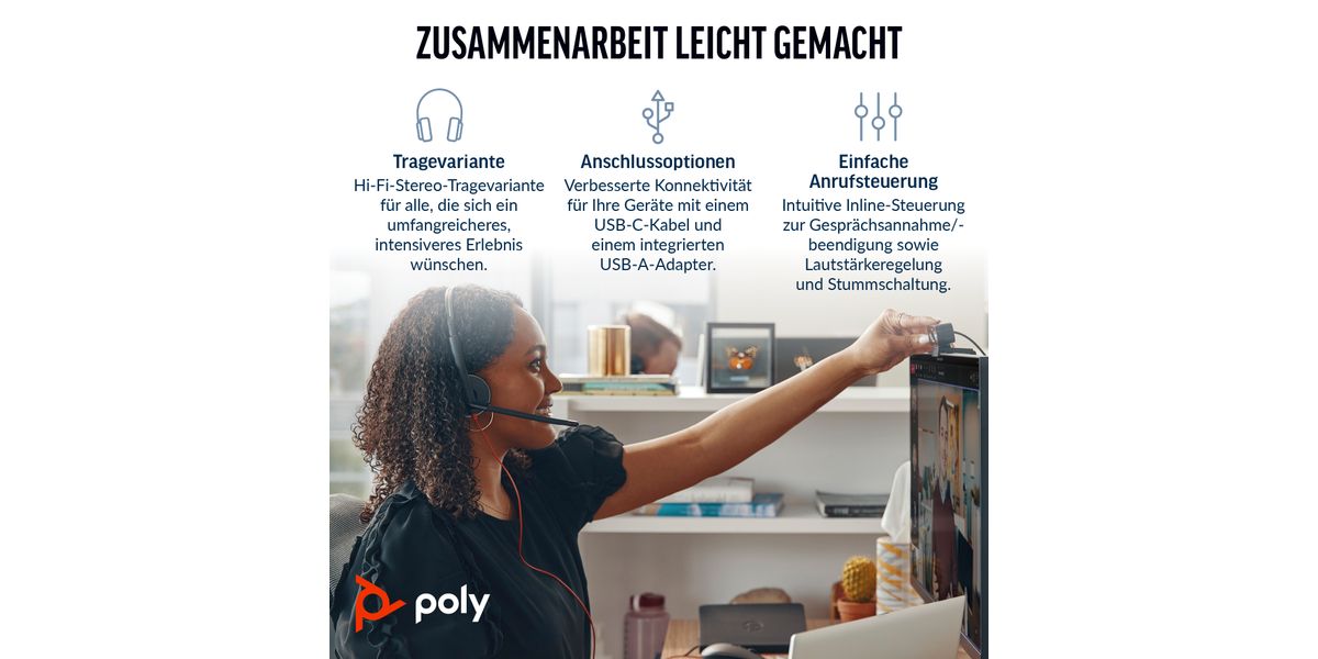Poly Headset Blackwire 3220 Stereo bulk