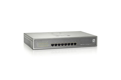 LevelOne PoE+Switch 8xGE PoE unmanaged 123W 19" Metall