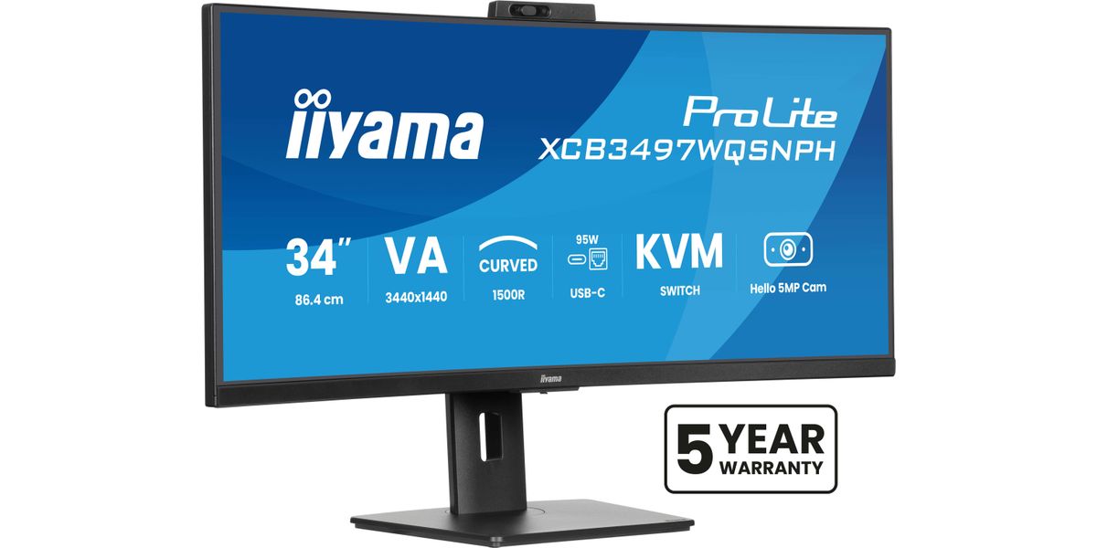 IIYAMA 86,4cm (34") XCB3497WQSNPH-B1 21:9 HDMI+DP+USB-C Webc
