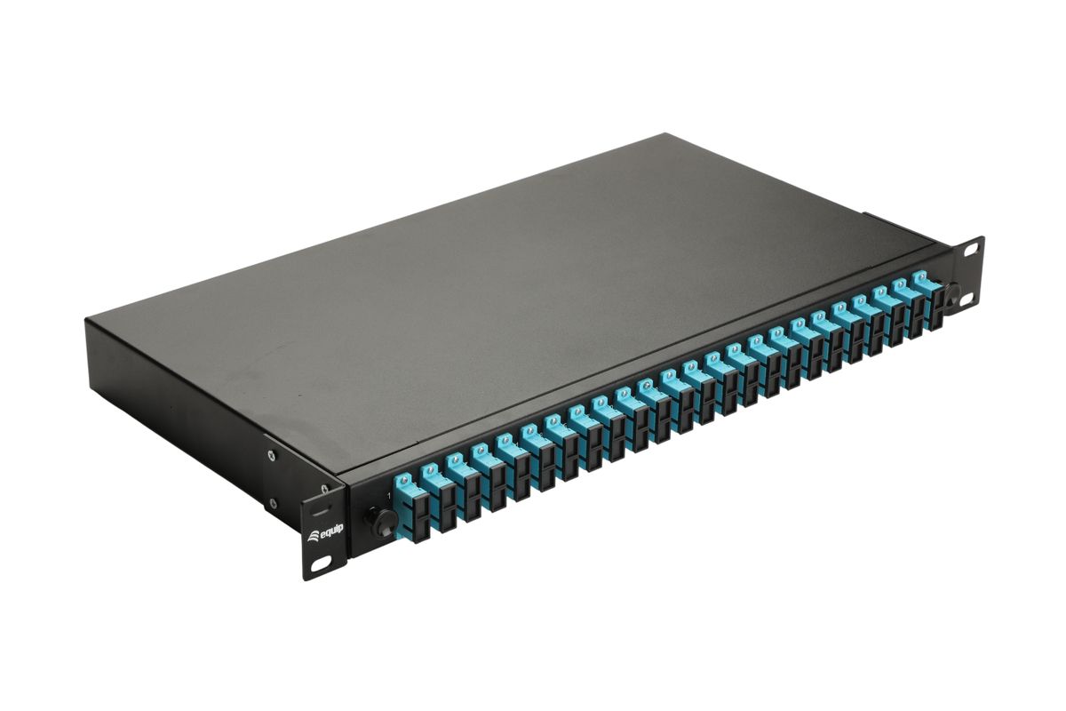 Equip LWL-Spleißkasten 24-Port SC-Duplex OM3 1U komplett  sw