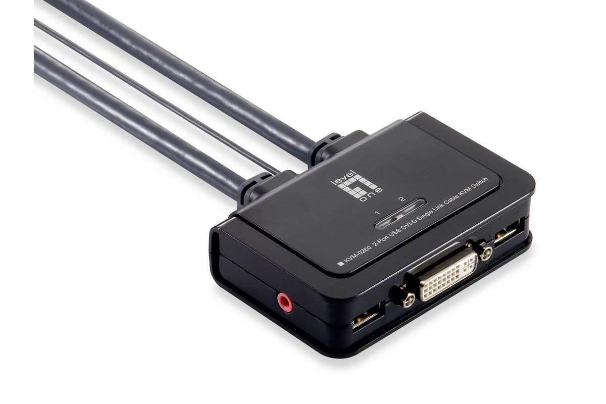 LevelOne KVM Switch 2-Port DVI-D Single audio support sw