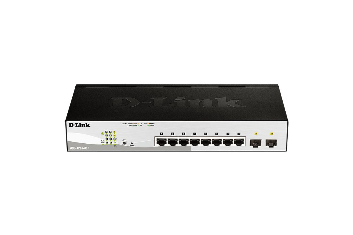 Switch 280mm D-Link DGS-1210-08P 2*SFP/ 8*GE PoE retail