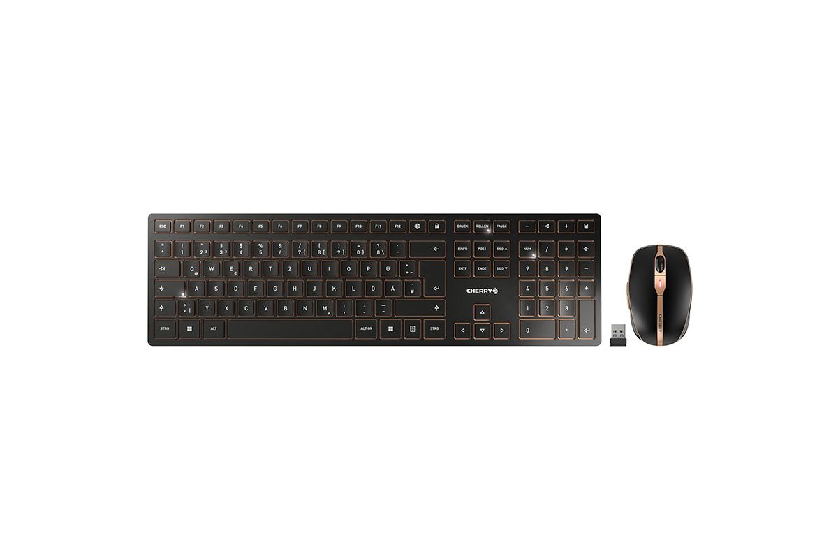 CHERRY DW9100 Wireless SLIM Maus&Tastatur DE schwarz/bronze