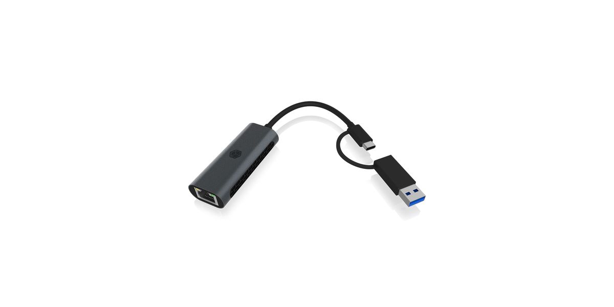 Adapter IcyBox USB3.2 Gen1 Type-A, Type-C 2.5GB Ethernet LAN retail