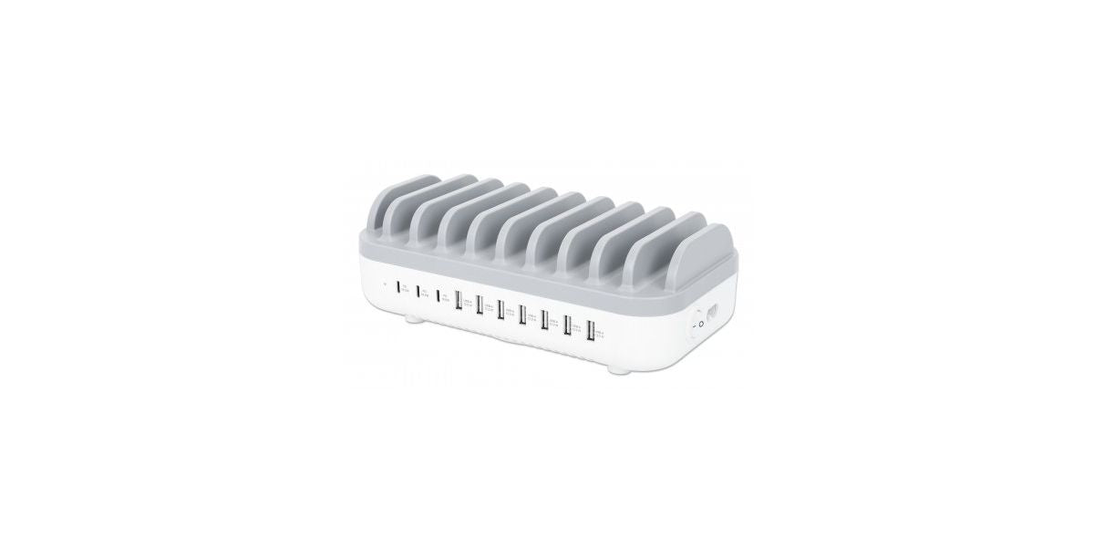 MANHATTAN 10-Port USB-Ladestation 120W weiß/grau