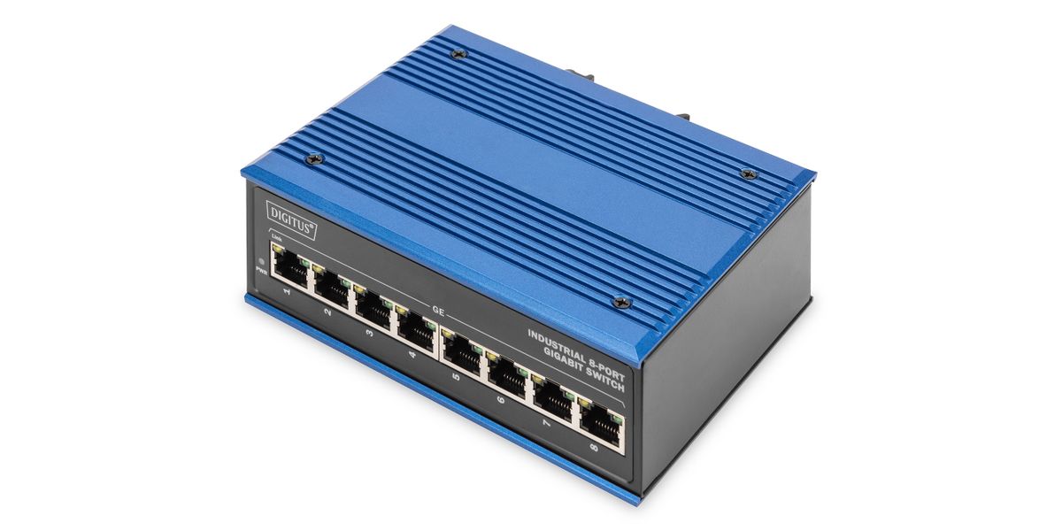 DIGITUS Διακόπτης Ind. 8-Θύρες Gigabit Μη Διαχειριζόμενος μπλε