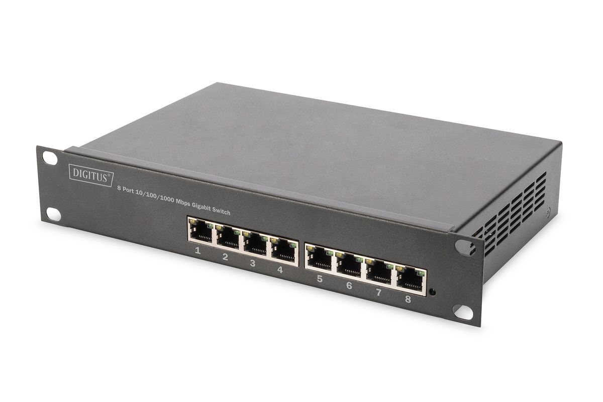 DIGITUS Switch 8-Port  Gigabit 10" 80W PoE Managed schwarz