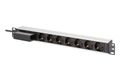DIGITUS Steckdosenleiste 7-fach 19" Alu. 1HE    schwarz