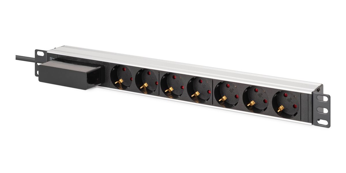 DIGITUS Steckdosenleiste 7-fach 19" Alu. 1HE    schwarz