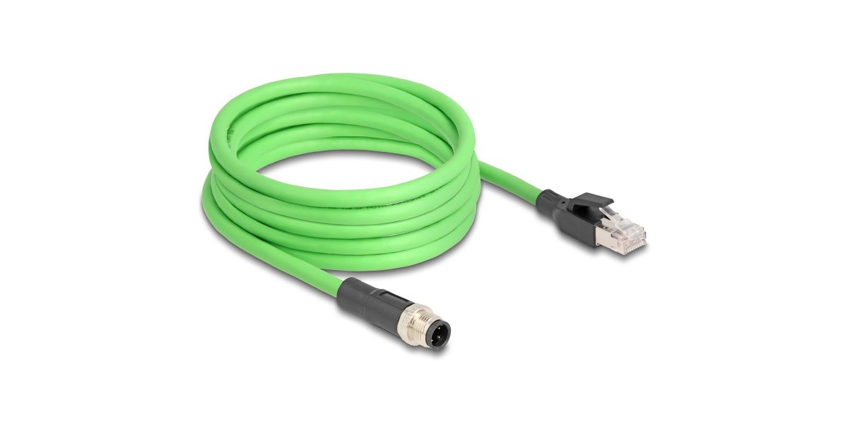 DELOCK M12 Kabel D-kodiert 4 Pin St. zu RJ45 St. PUR(TPU) 5m