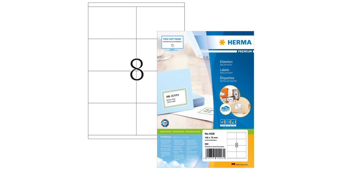 HERMA Etiketten Premium A4 weiß 105x70  mm Papier  800 St.