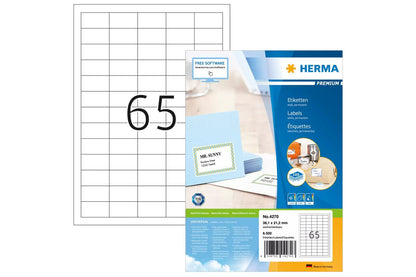 HERMA Etiketten A4 weiß 38,1x21,2 mm Papier 6500 St.