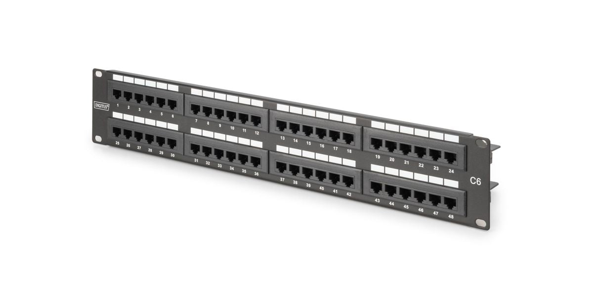 DIGITUS Patchpanel 2HE 48-Port Cat6 ungeschirmt schwarz