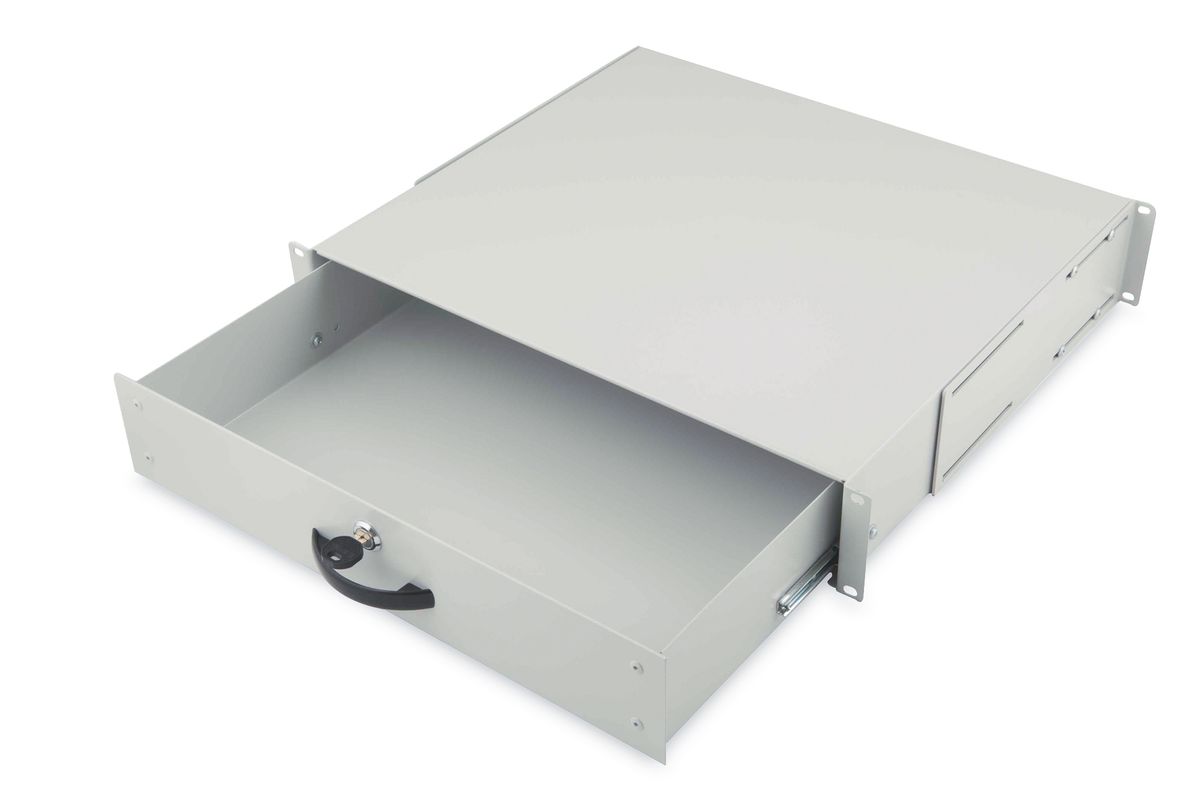 DIGITUS Schublade 2HE 483mm grau abschließbar