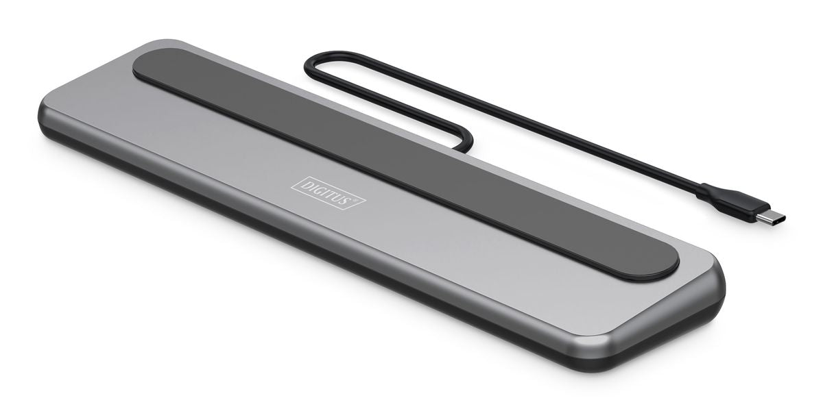 DIGITUS Σταθμός σύνδεσης USB-C->HDMI, DP, USBA, USBC, RJ45, PD ασημί