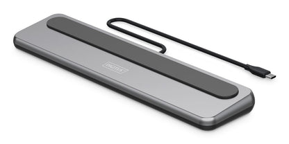 DIGITUS Σταθμός σύνδεσης USB-C->HDMI, DP, USBA, USBC, RJ45, PD ασημί