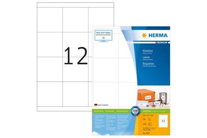 HERMA Etiketten Premium A4 weiß 70x67,7 mm Papier 2400 St.