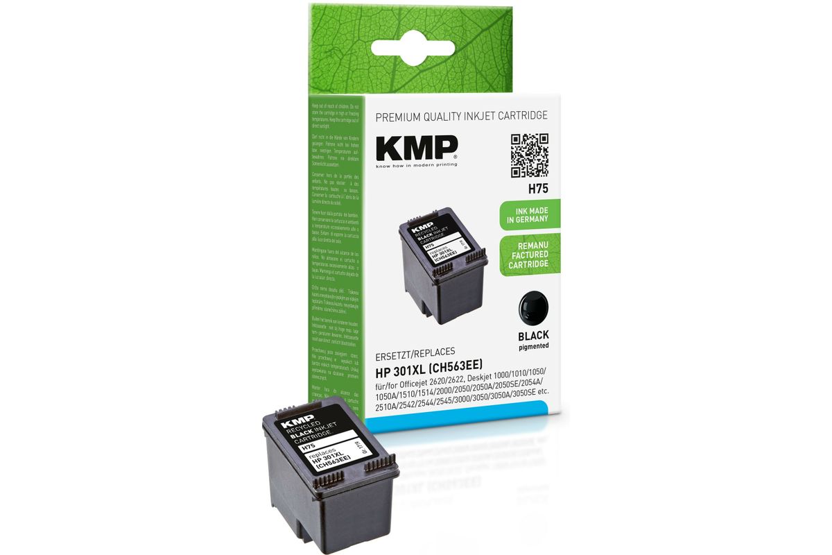 KMP Patrone HP CH563EE Nr.301XL black 600 S. H75 refilled