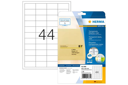 HERMA Etiketten transp. matt A4 48,3x25,4 mm Folie 1100 St.