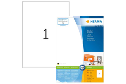 HERMA Etiketten Premium A4 weiß 210x297 mm Papier 200 St.