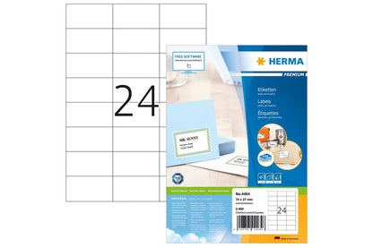 HERMA Etiketten Premium A4 weiß 70x37 mm Papier 2400 St.